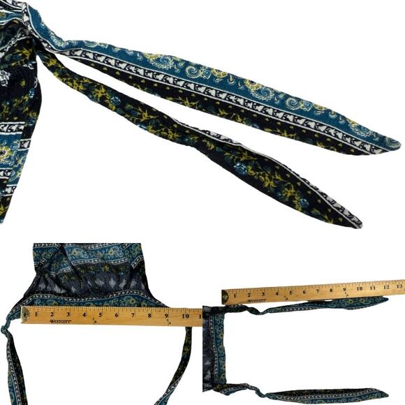 True Light Boho Floral Mixed Print Split Sleeve Cold Shoulder Top Blouse - Picture 11 of 16